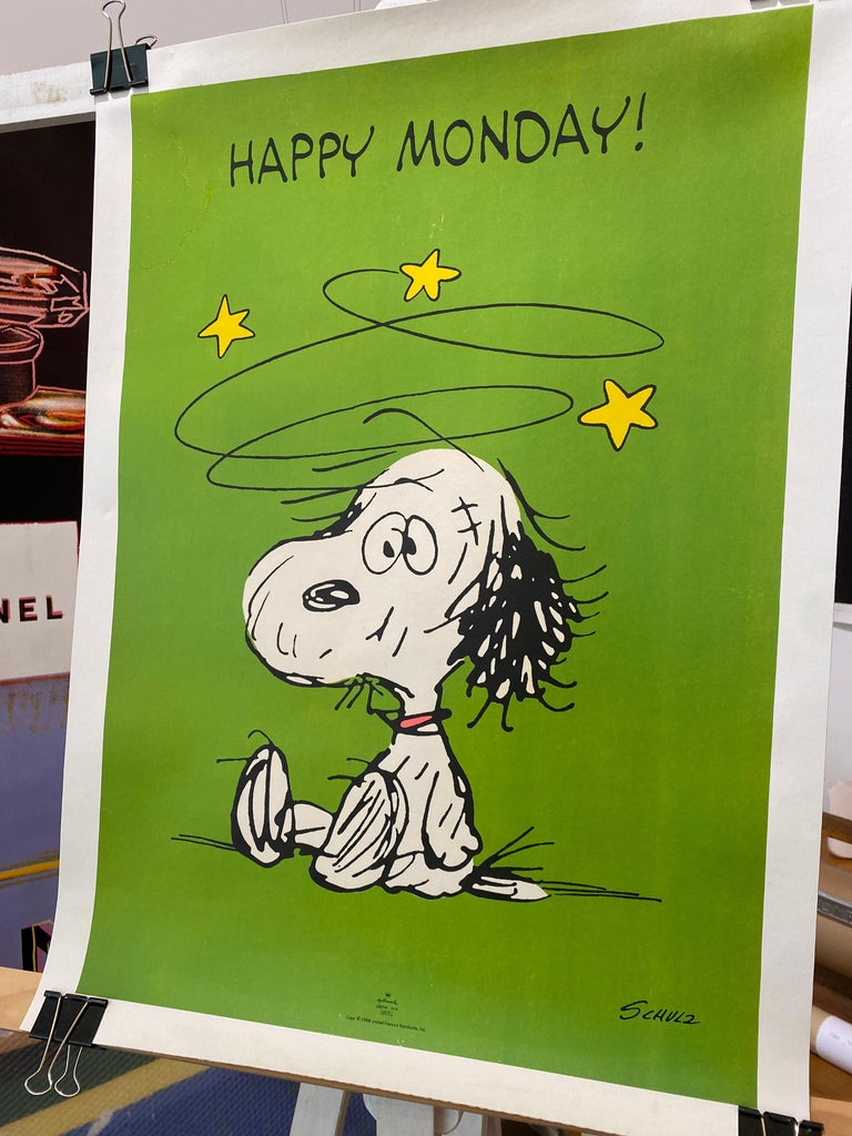 Original Vintage Poster Snoopy Happy Monday! c. 1958 by Charles