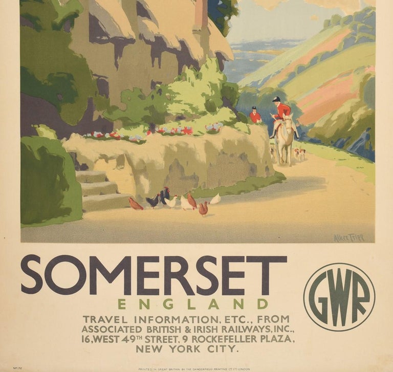 Original Vintage Poster Somerset GWR Great Western Railway Travel West Country In Good Condition For Sale In London, GB