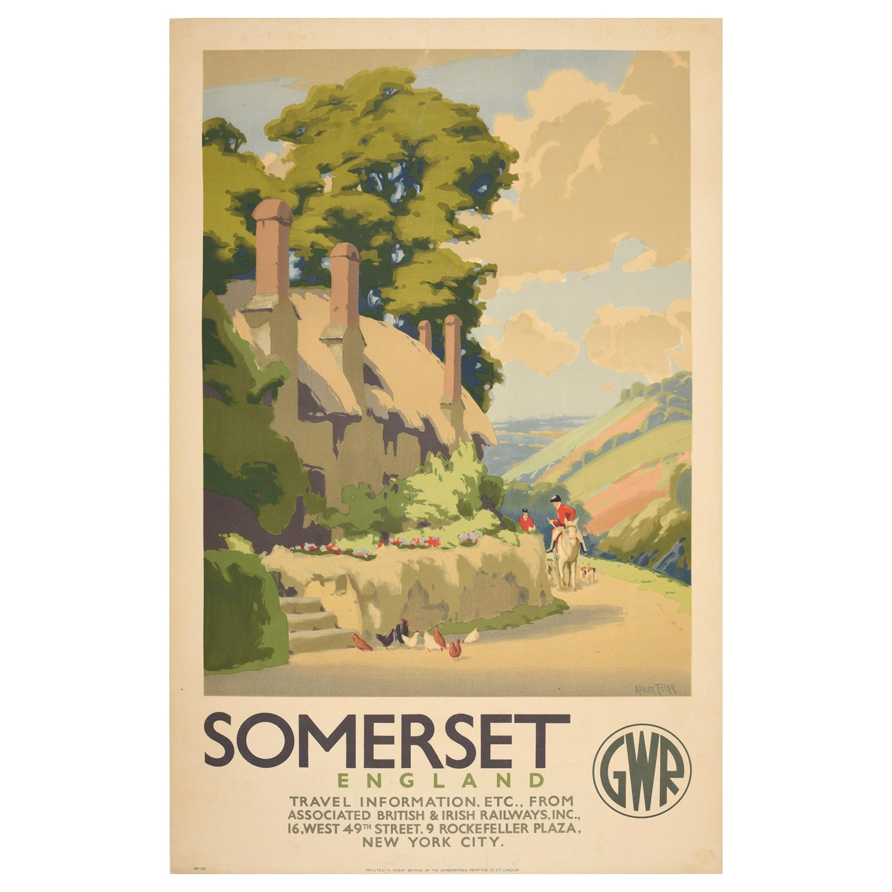 Original Vintage Poster Somerset GWR Great Western Railway Travel West Country