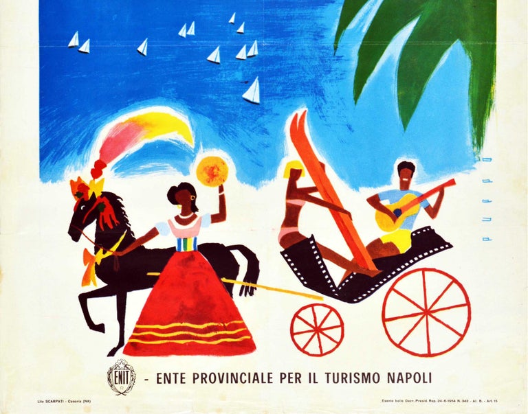 Italian Original Vintage Poster Sorrento Italy ENIT Travel Naples Bersaglieri Reunion For Sale