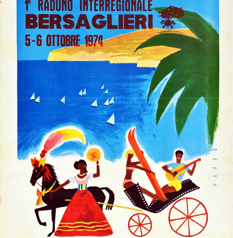 Original Vintage Poster Sorrento Italy ENIT Travel Naples Bersaglieri Reunion In Fair Condition For Sale In London, GB