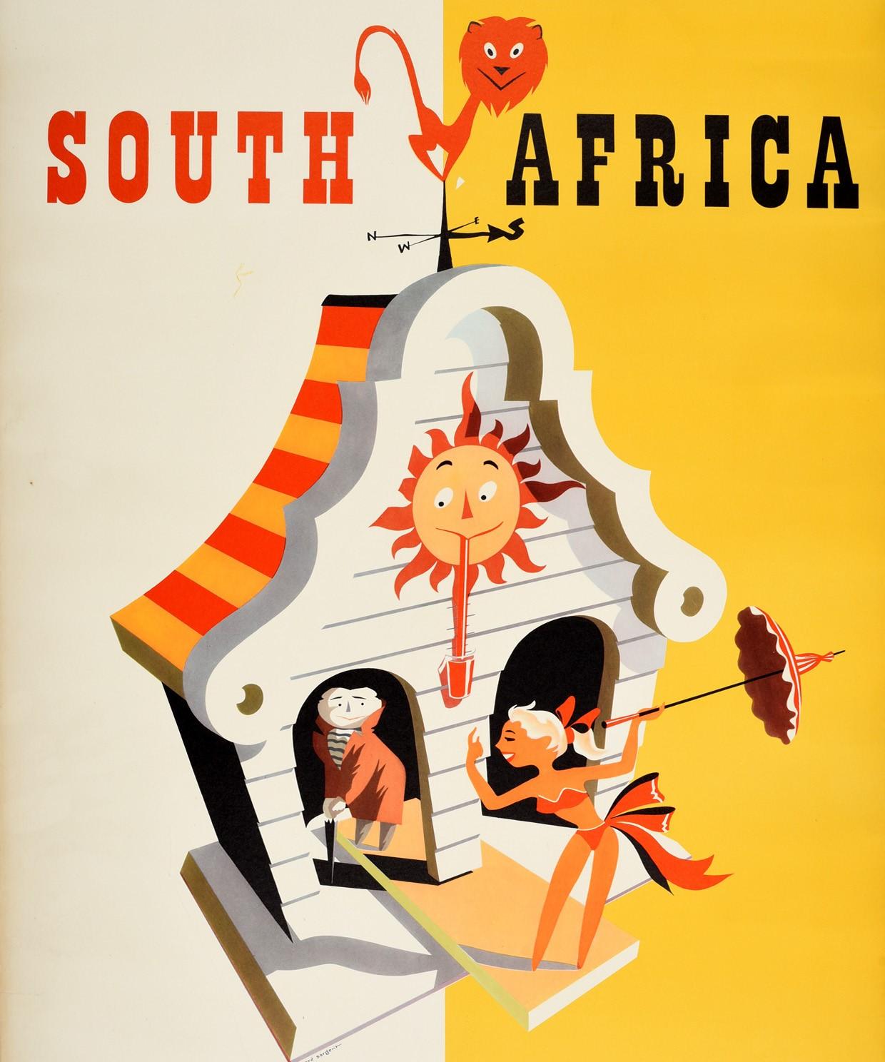 Original Vintage Poster South Africa Come On Out Union Castle Line Cruise Travel In Good Condition In London, GB