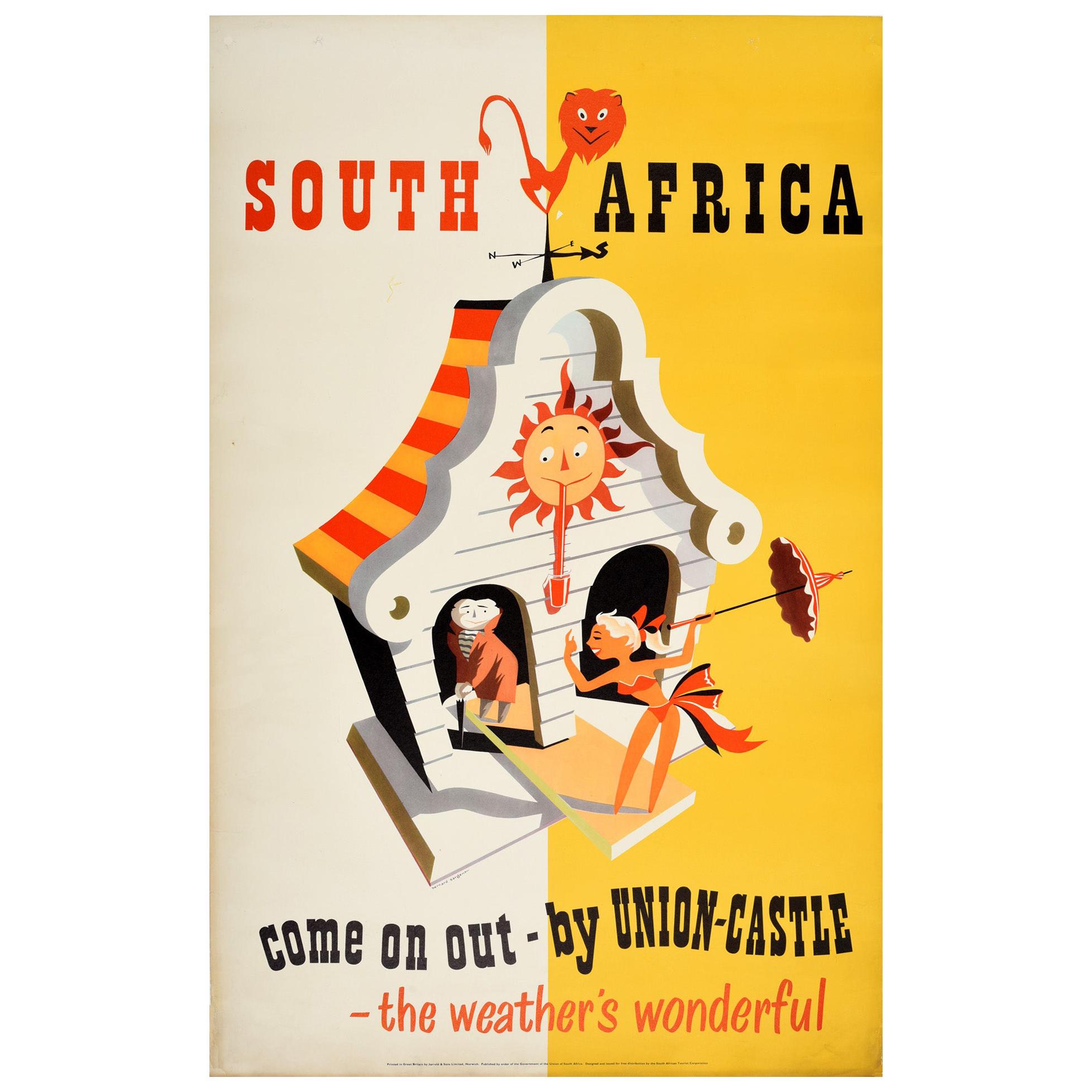 Original Vintage Poster Union Of South Africa Map Natural and