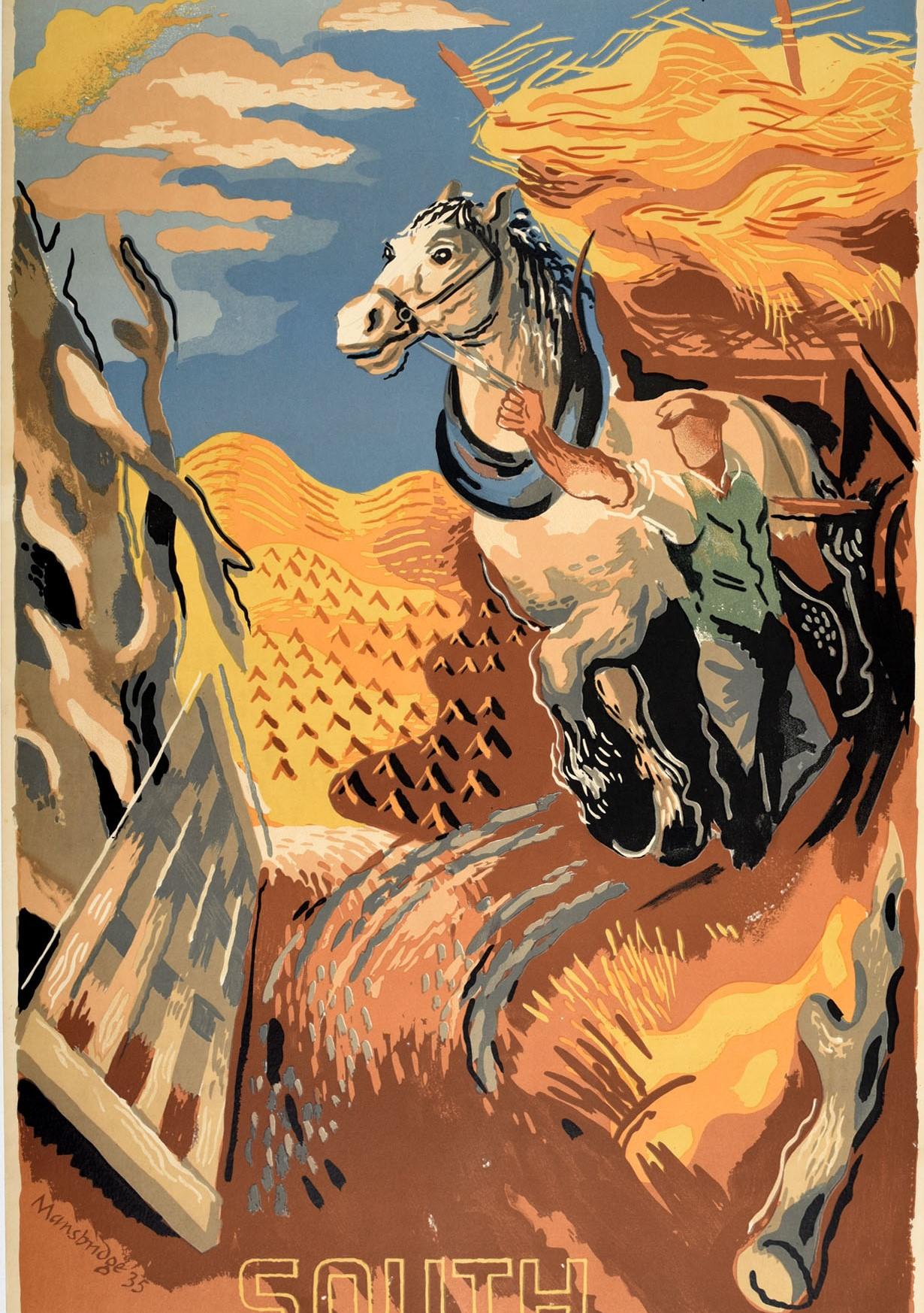 Original Vintage Poster Südlondon Transport Reisen Landleben Ernte Pferd im Zustand „Gut“ im Angebot in London, GB