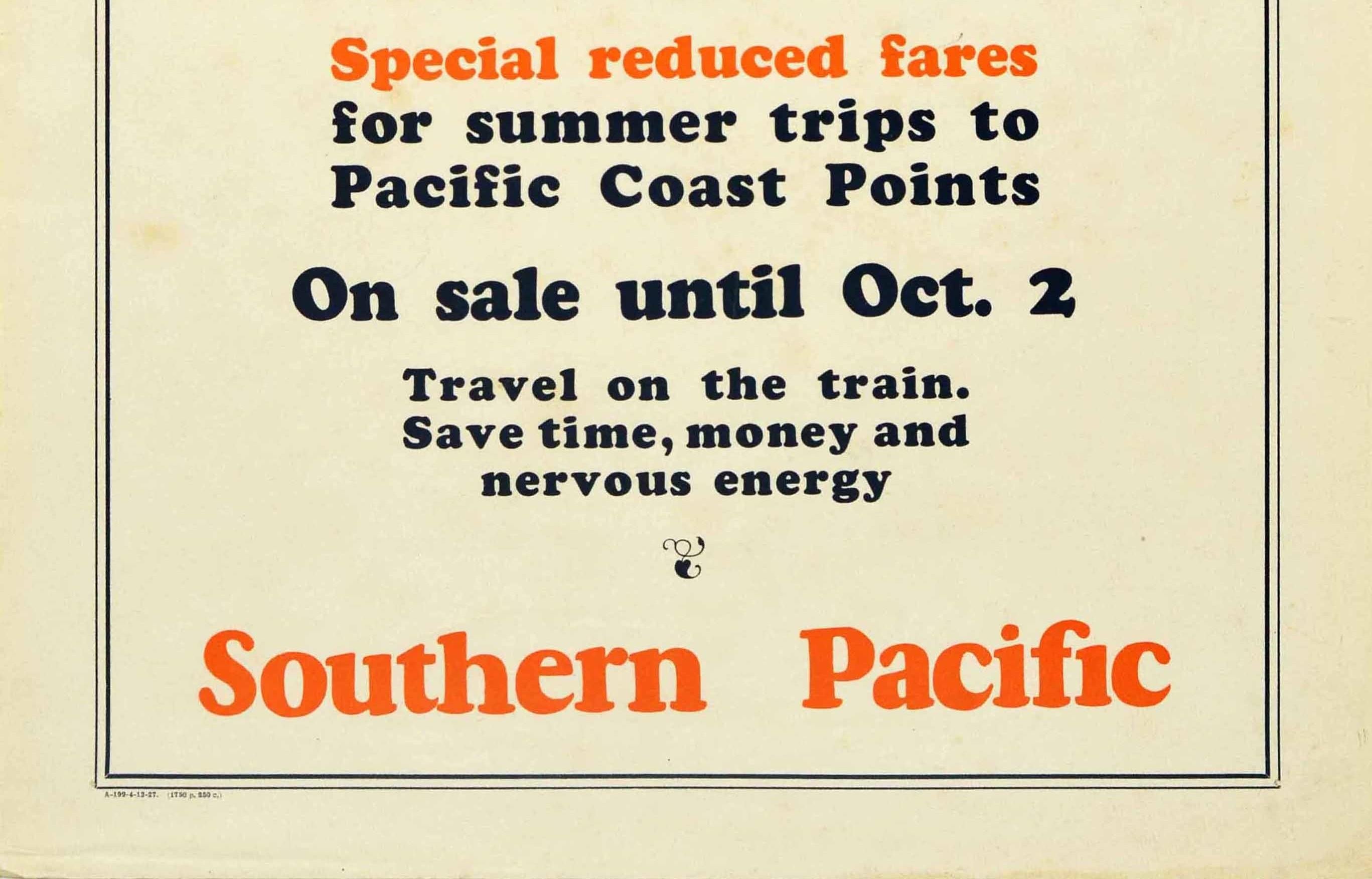 Art Deco Original Vintage Poster Southern Pacific Lines Railway Travel Summer Vacation