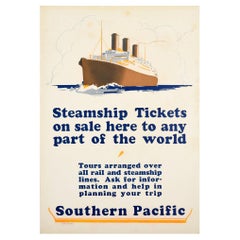 Original Vintage Poster Southern Pacific Steamship Ocean Liner Cruise Travel Art