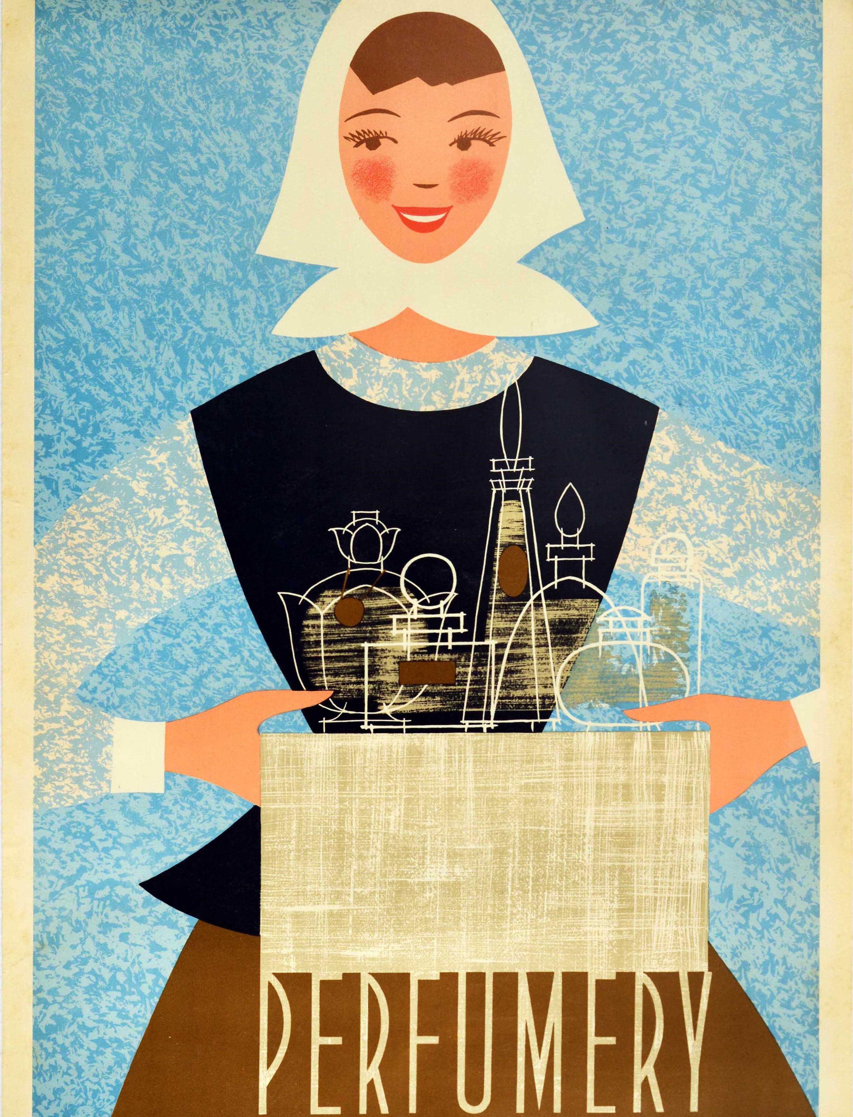 Original Vintage Poster Soviet Perfume MidCentury Design Soyuzkhimexport Moscow In Good Condition For Sale In London, GB