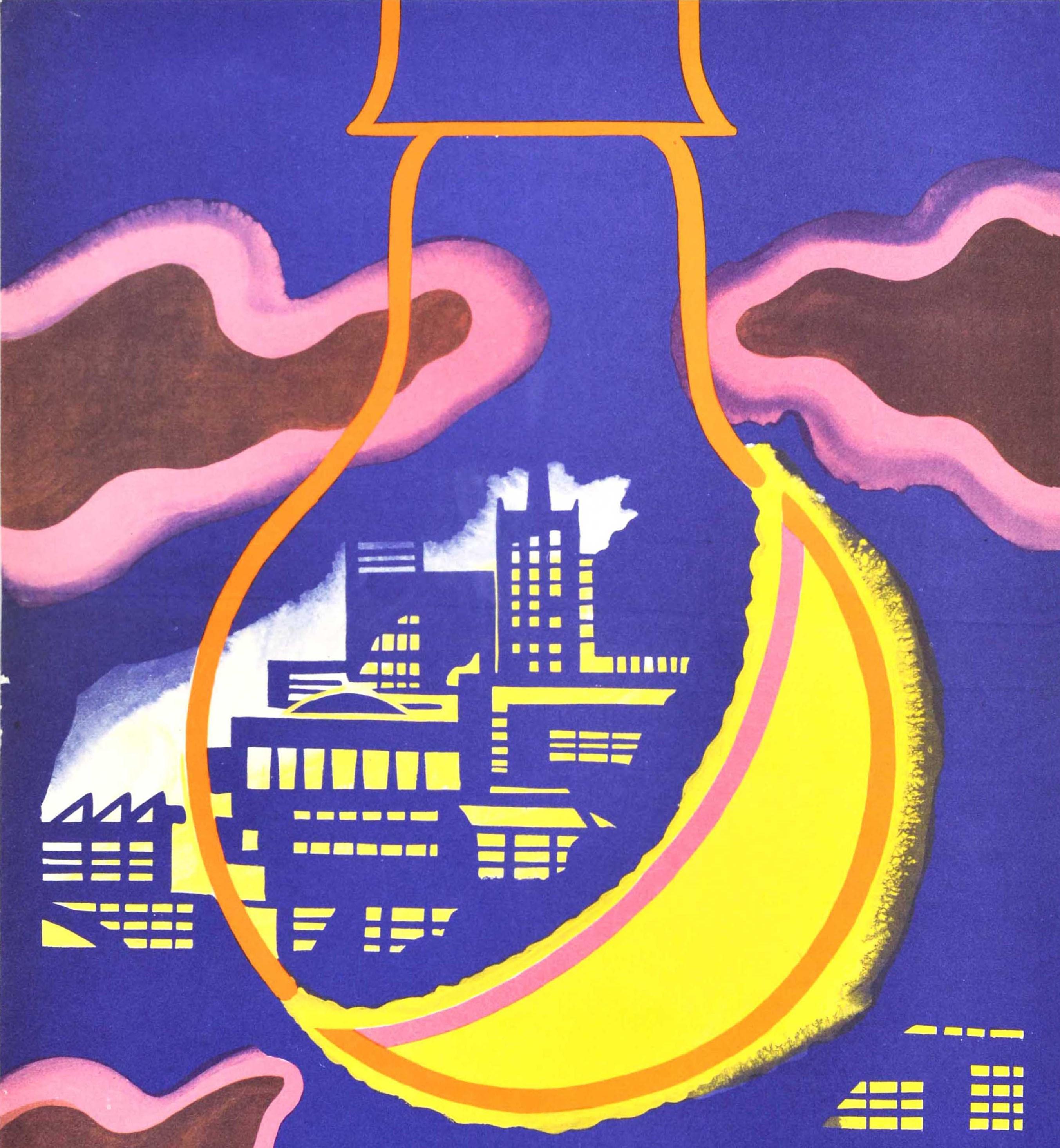 Original-Vintage-Poster Spend Wisely Save Energie Electricity Stadtleuchten Design im Zustand „Gut“ im Angebot in London, GB