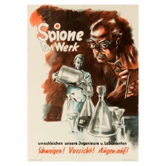 Original Vintage Poster Spies At Work Spione Im Werk German Cold War Propaganda