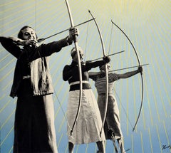 Poster d'epoca originale St. Moritz Swiss Alps Winter Sport Archery Travel Design