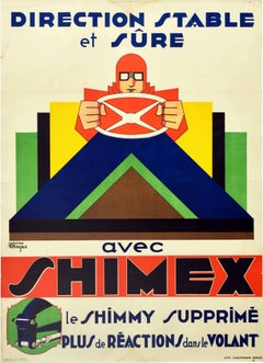 Poster d'epoca originale Sterzo sicuro stabile con volante Shimex