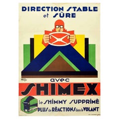 Original Vintage Poster Stable Sure Steering With Shimex Driving Wheel Shimmy