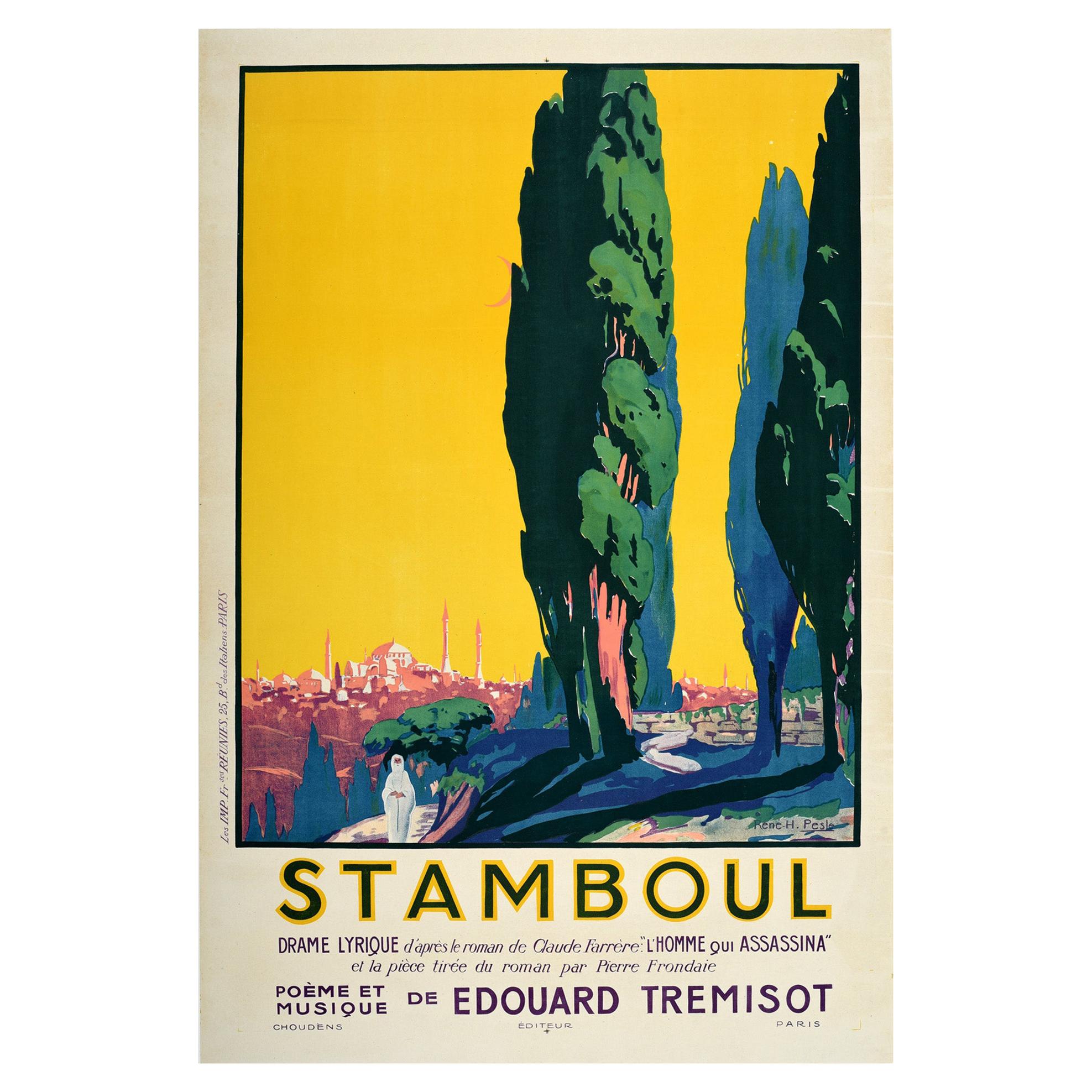 Affiche vintage d'origine du Théâtre musical de Stamboul, pièce de théâtre, Istanbul, design Turquie