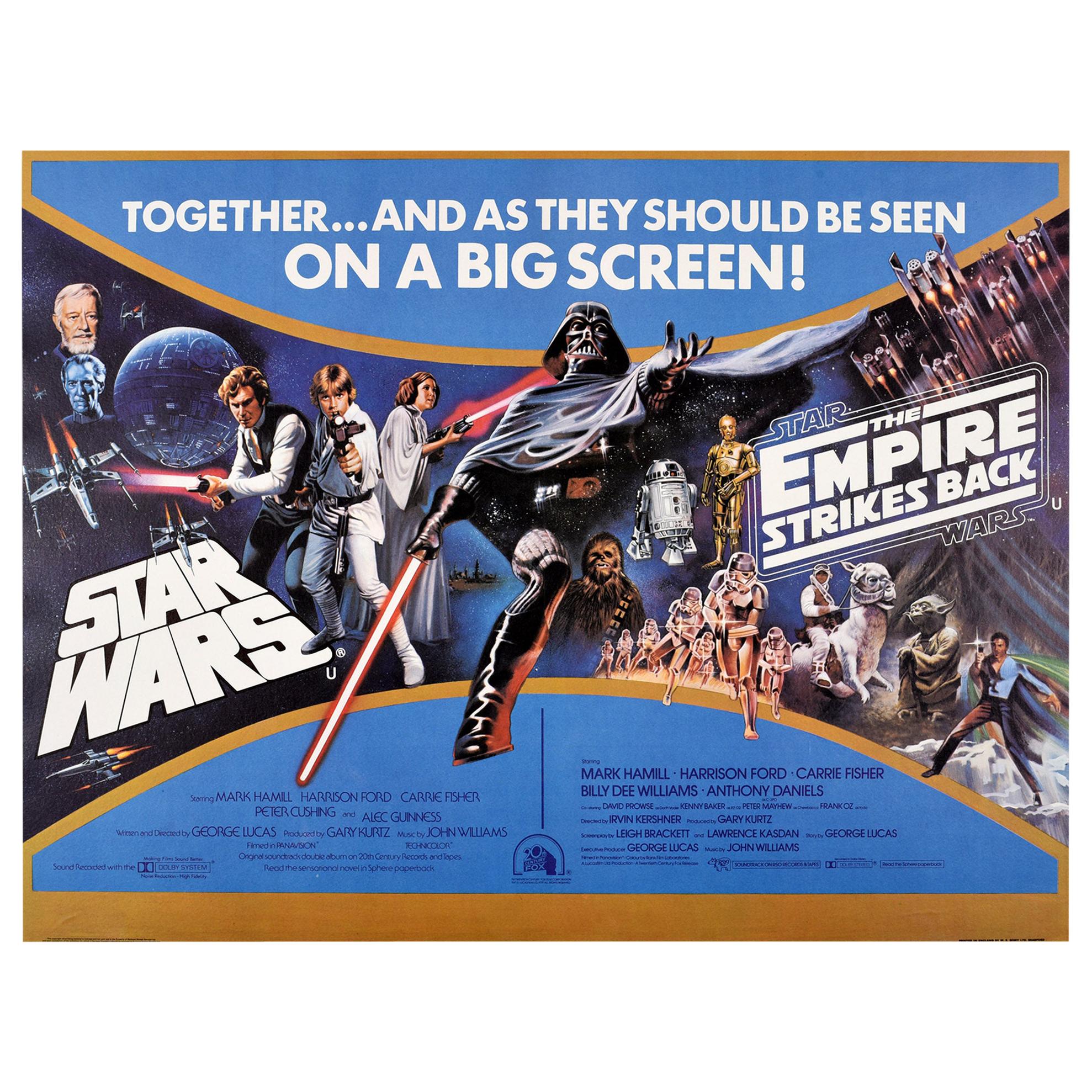 Original Vintage Poster Star Wars & The Empire Strikes Back Sci-Fi Film Classics