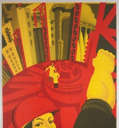 Original Vintage Poster Strengthen The Country's Electrical Energy Power USSR