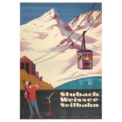 Original Retro Poster Stubach Weissee Seilbahn Winter Sport Skiing Travel Art