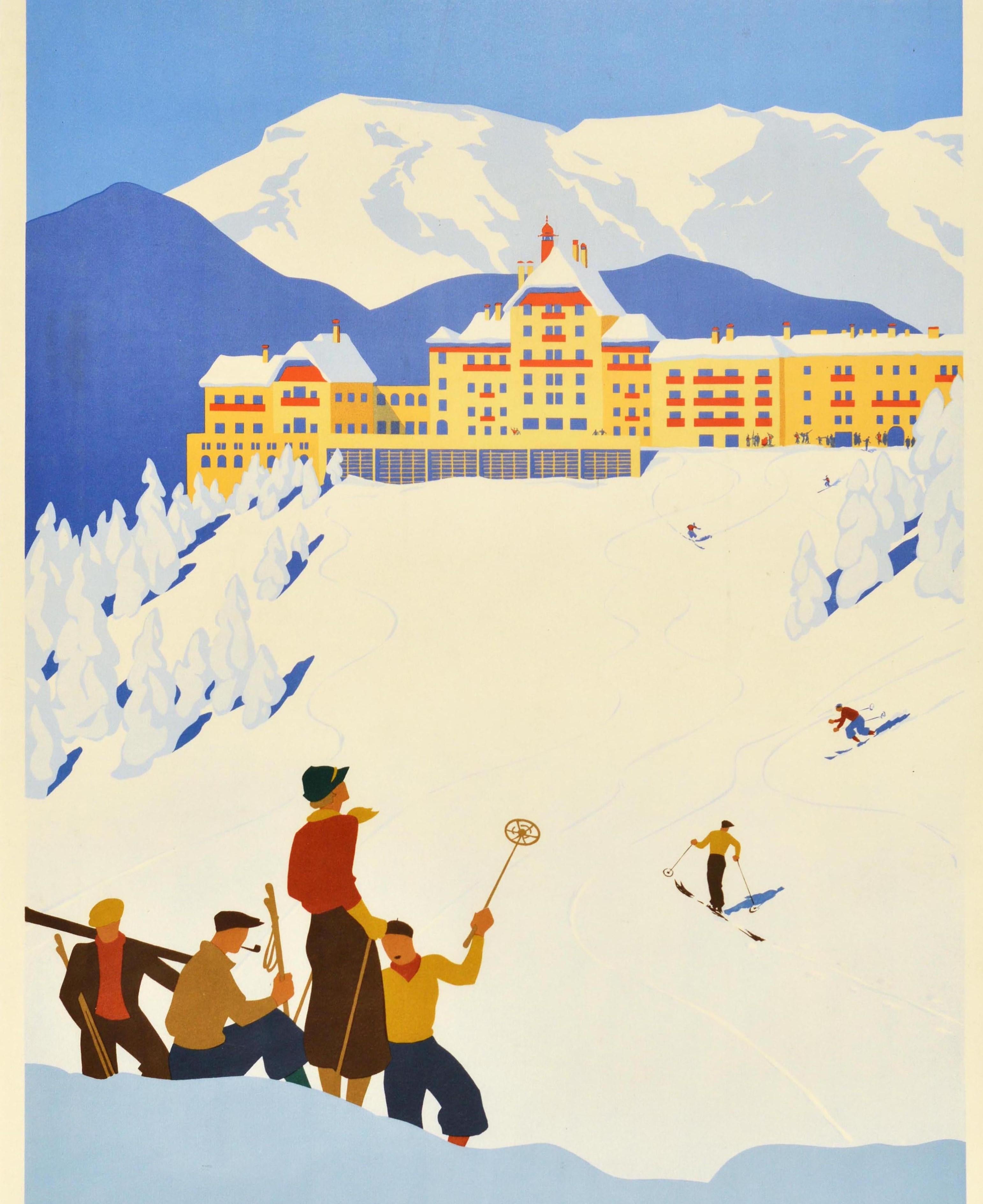 Original Vintage Poster Sudbahnhotel Semmering Austria Skiing Winter Sport Spa In Good Condition In London, GB