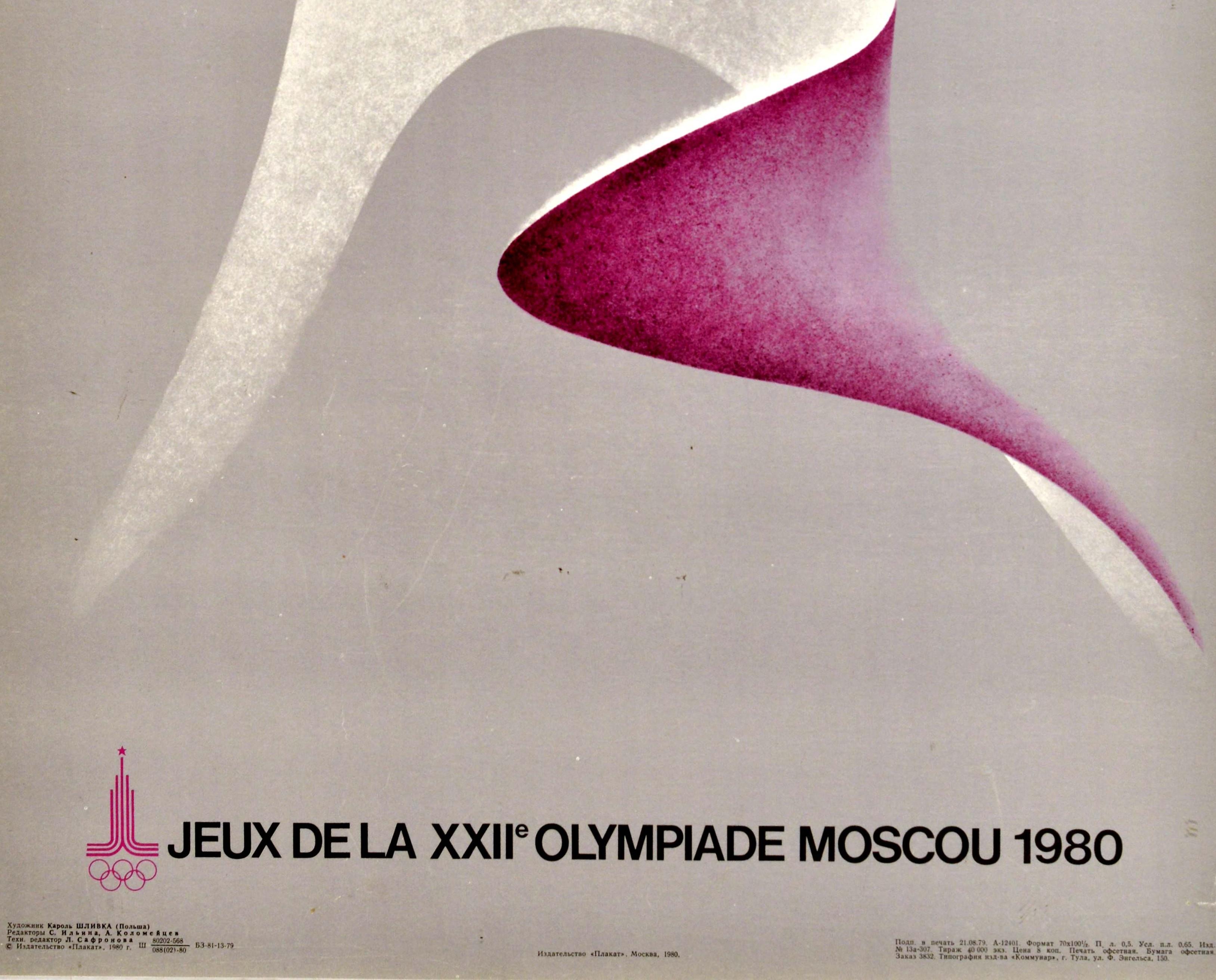 Russian Original Vintage Poster Summer Olympic Games Moscow 1980 Athletics Sport Design