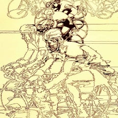 Original Vintage Poster Summer Olympic Games Moscow 1980 Cycling Race Sport Art