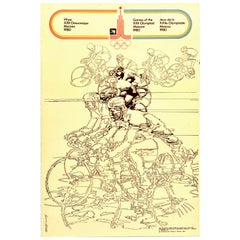Original Vintage Poster Summer Olympic Games Moscow 1980 Cycling Race Sport Art