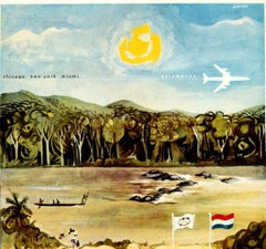 Original Vintage Poster Suriname South America Chicago New York Miami Paramaribo