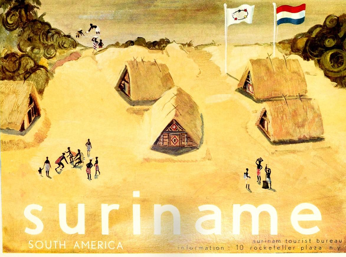 Original Vintage-Poster Suriname Südamerika Chicago New York Miami Paramaribo (amerikanisch) im Angebot