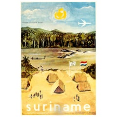 Original Vintage Poster Suriname South America Chicago New York Miami Paramaribo