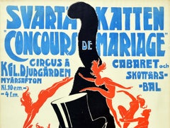 Original Vintage Poster Svarta Katten Black Cat Art New Year Cabaret Circus Ball