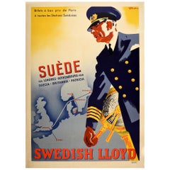 Original Vintage Poster Svenska Lloyd Travel London Paris Norway Sweden Denmark