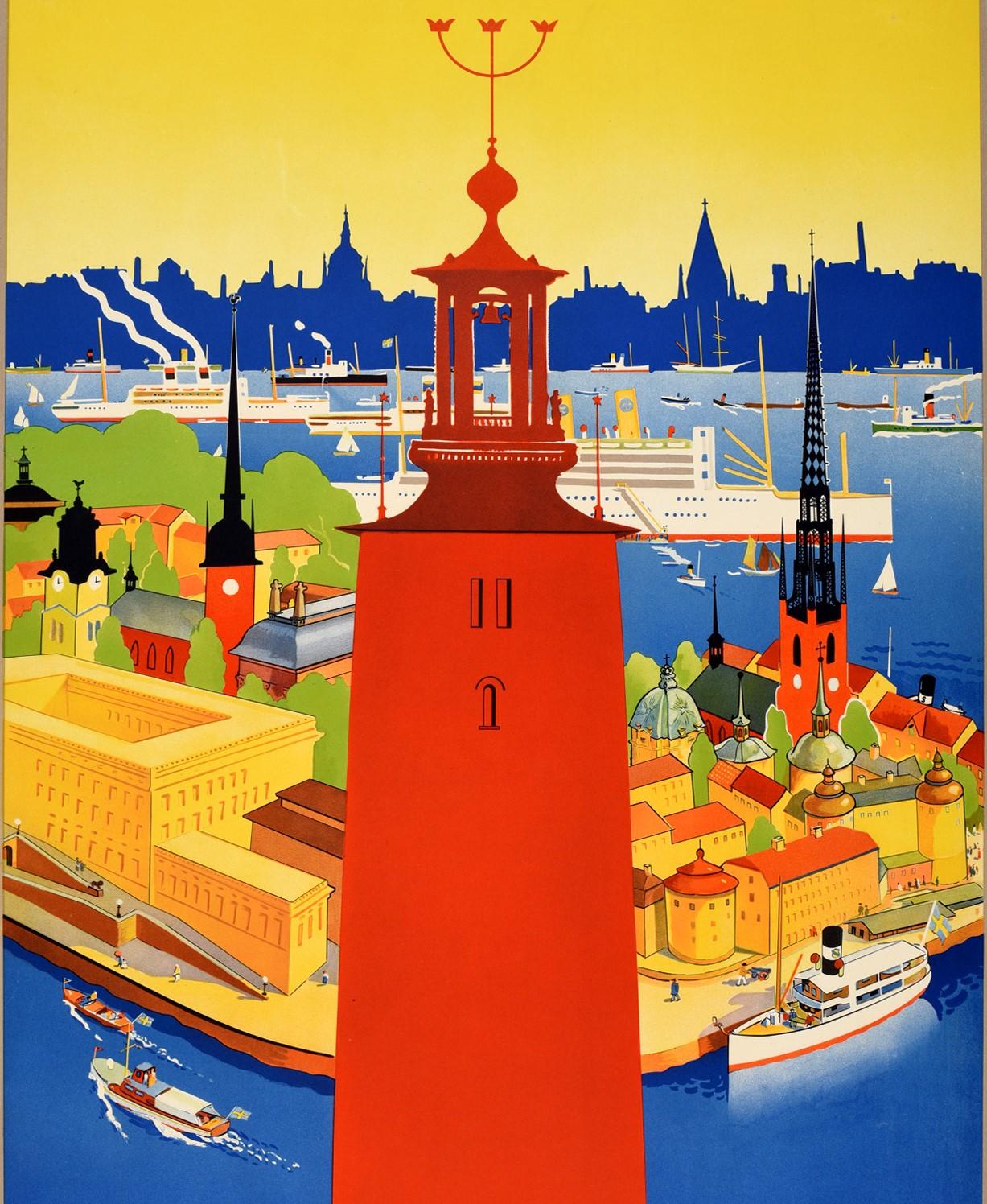 Affiche vintage d'origine suédoise, Musée de la ville de Stockholm, Voyage, Design Art déco Bon état - En vente à London, GB