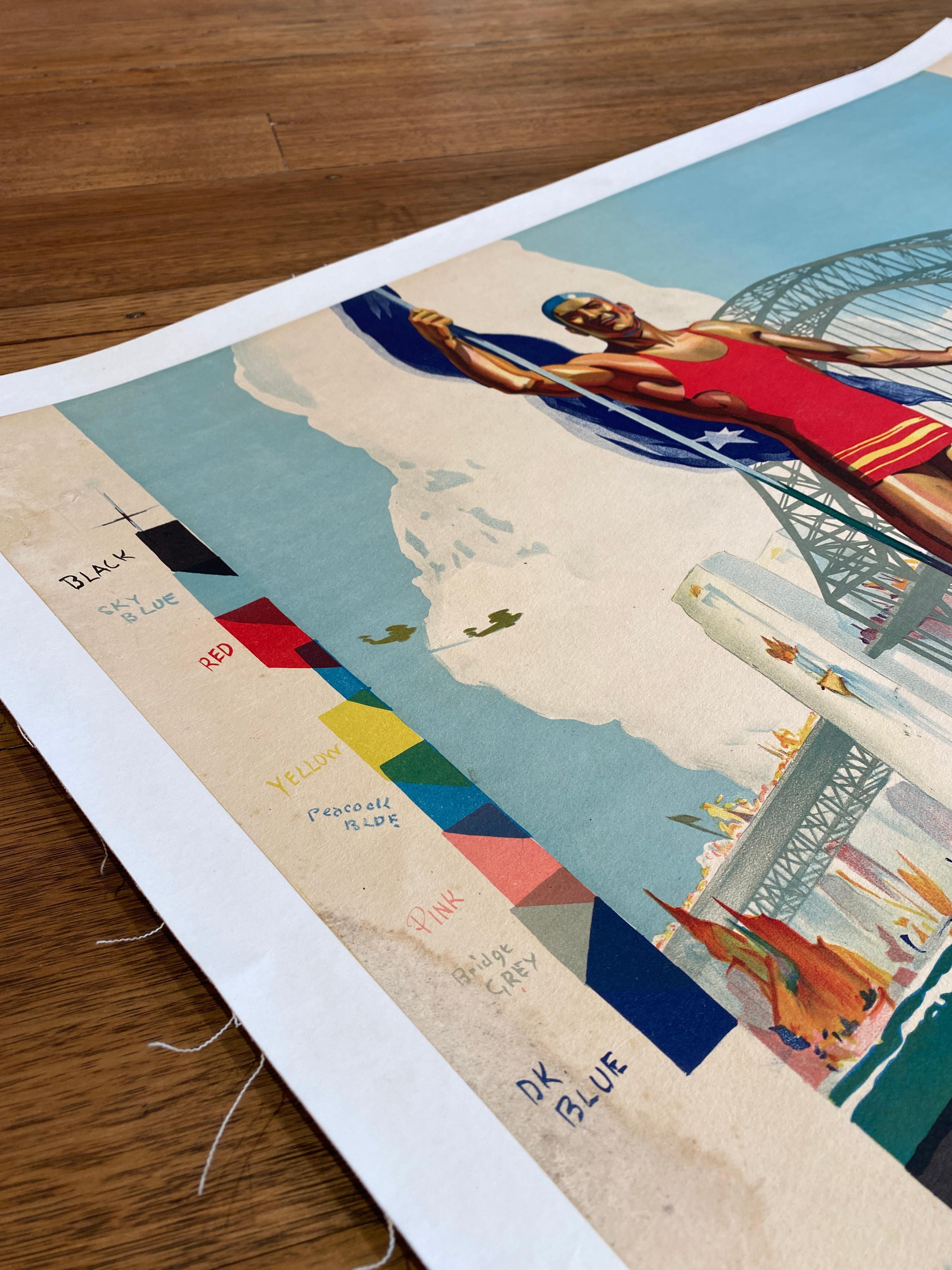 Poster originale d'epoca Celebrazioni del ponte di Sydney D Annand & A. Whitmore, 1932 in vendita 7