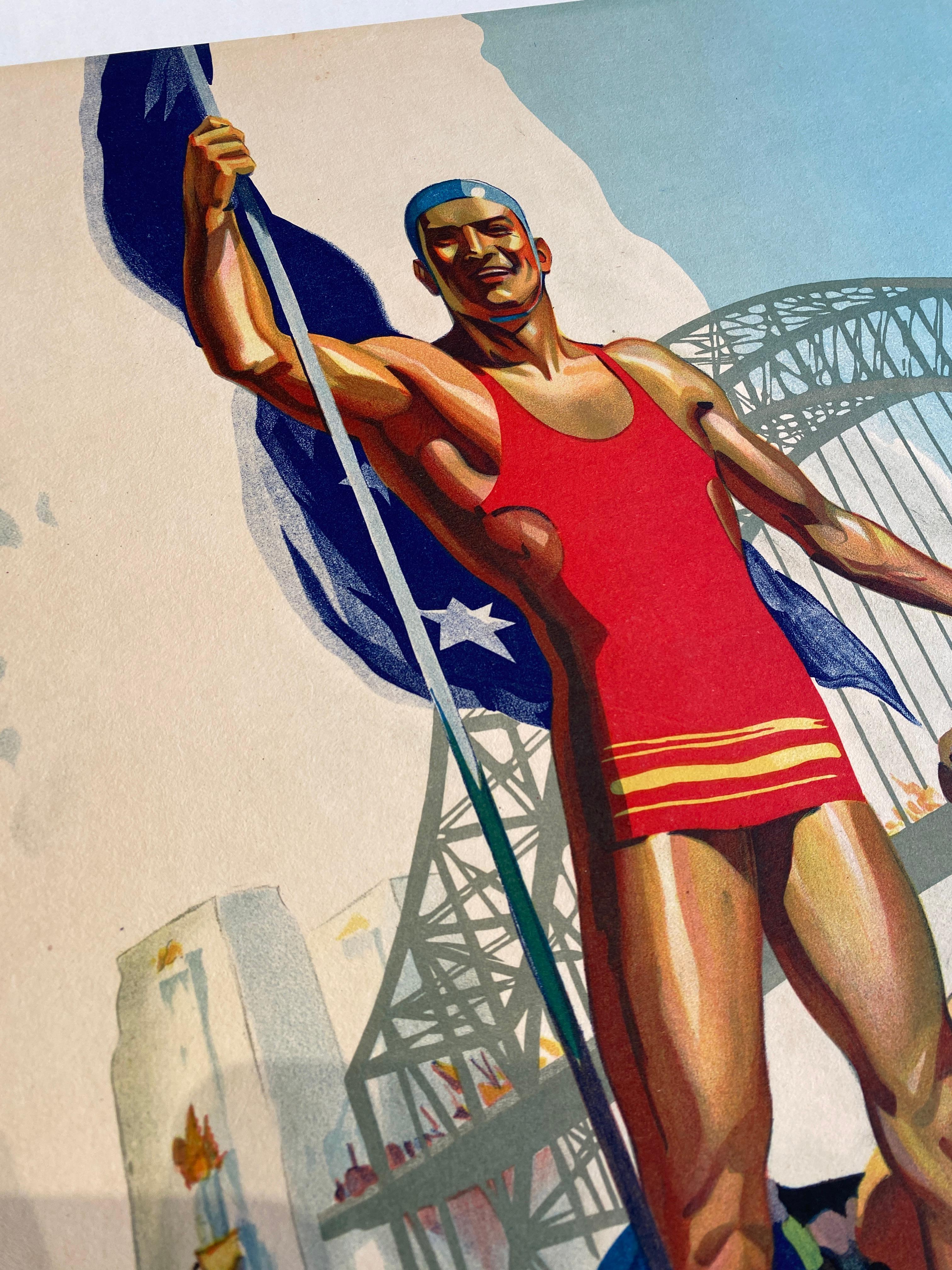 Poster originale d'epoca Celebrazioni del ponte di Sydney D Annand & A. Whitmore, 1932 in vendita 1