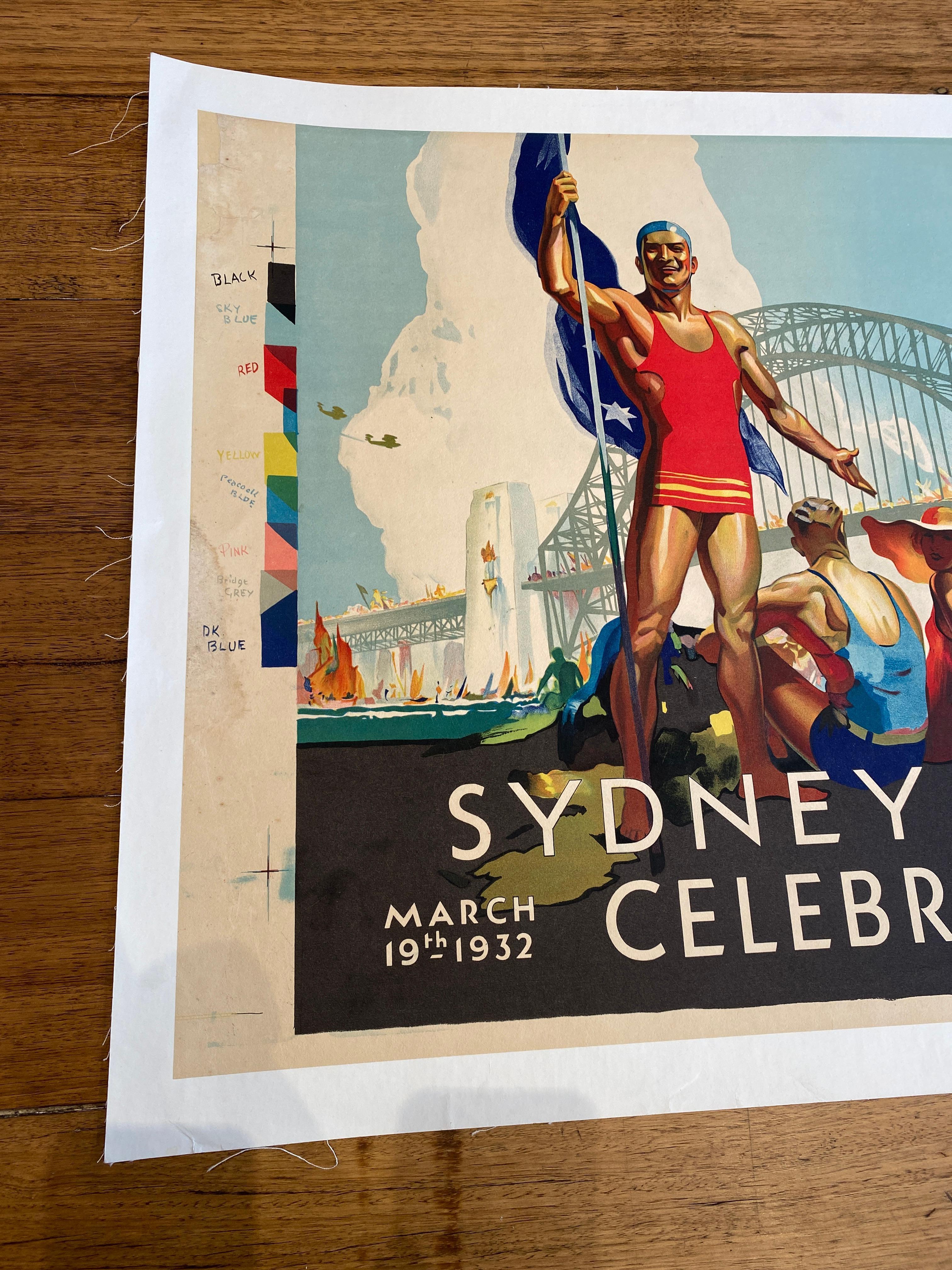 Poster originale d'epoca Celebrazioni del ponte di Sydney D Annand & A. Whitmore, 1932 in vendita 2