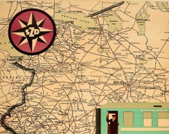 Original Vintage Poster SZD Travel On Soviet Railways Trains USSR Map Design