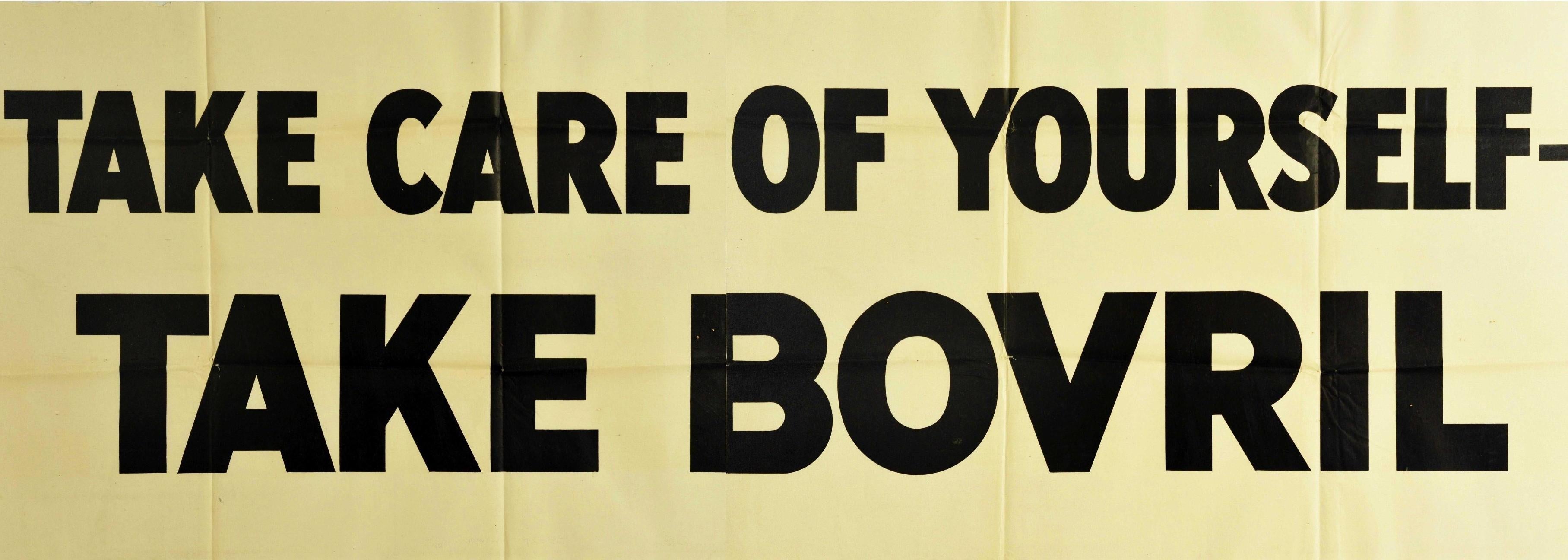 British Original Vintage Poster Take Care Of Yourself Take Bovril Beef Soup Drink Food