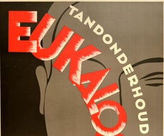 Original Vintage Poster Tandonderhoud Eukalos Elixir Toothpaste Art Deco Design