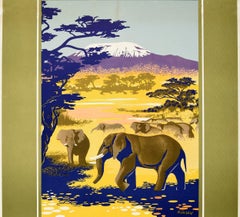 Original Vintage Poster Tanganyika Kilimanjaro Mountain Africa Safari Big Game