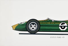 Original Vintage Poster Team Lotus Ford 49 Formula One Car Racing F1 Motor Sport