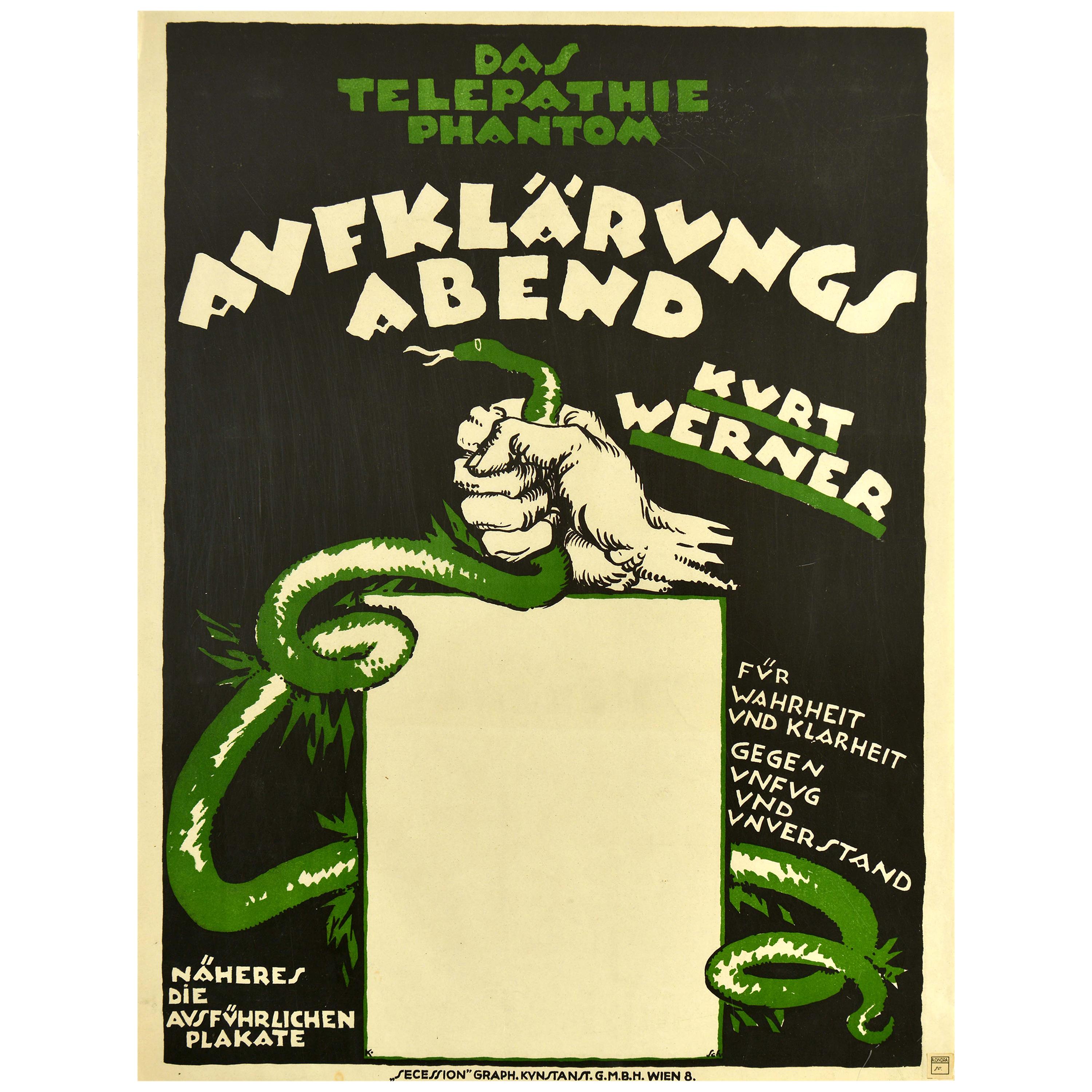 Original Vintage Poster Telepathie Phantom Telepathic Phantom Werner Snake Truth For Sale