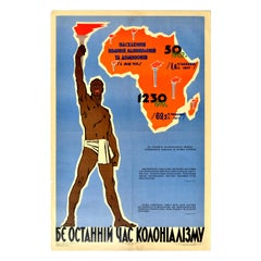 Original Vintage Poster The Last Hour Of Colonialism Africa Independence USSR