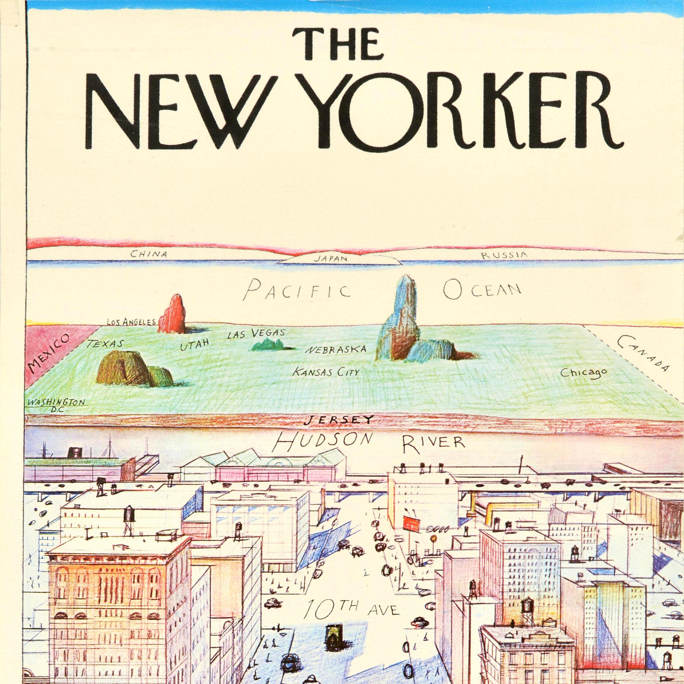 Americano Poster originale d'epoca The New Yorker Magazine View Of The World Saul Steinberg
