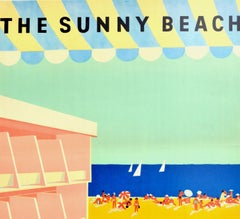 Original Vintage Poster The Sunny Beach Bulgaria Travel Sailing Black Sea Resort