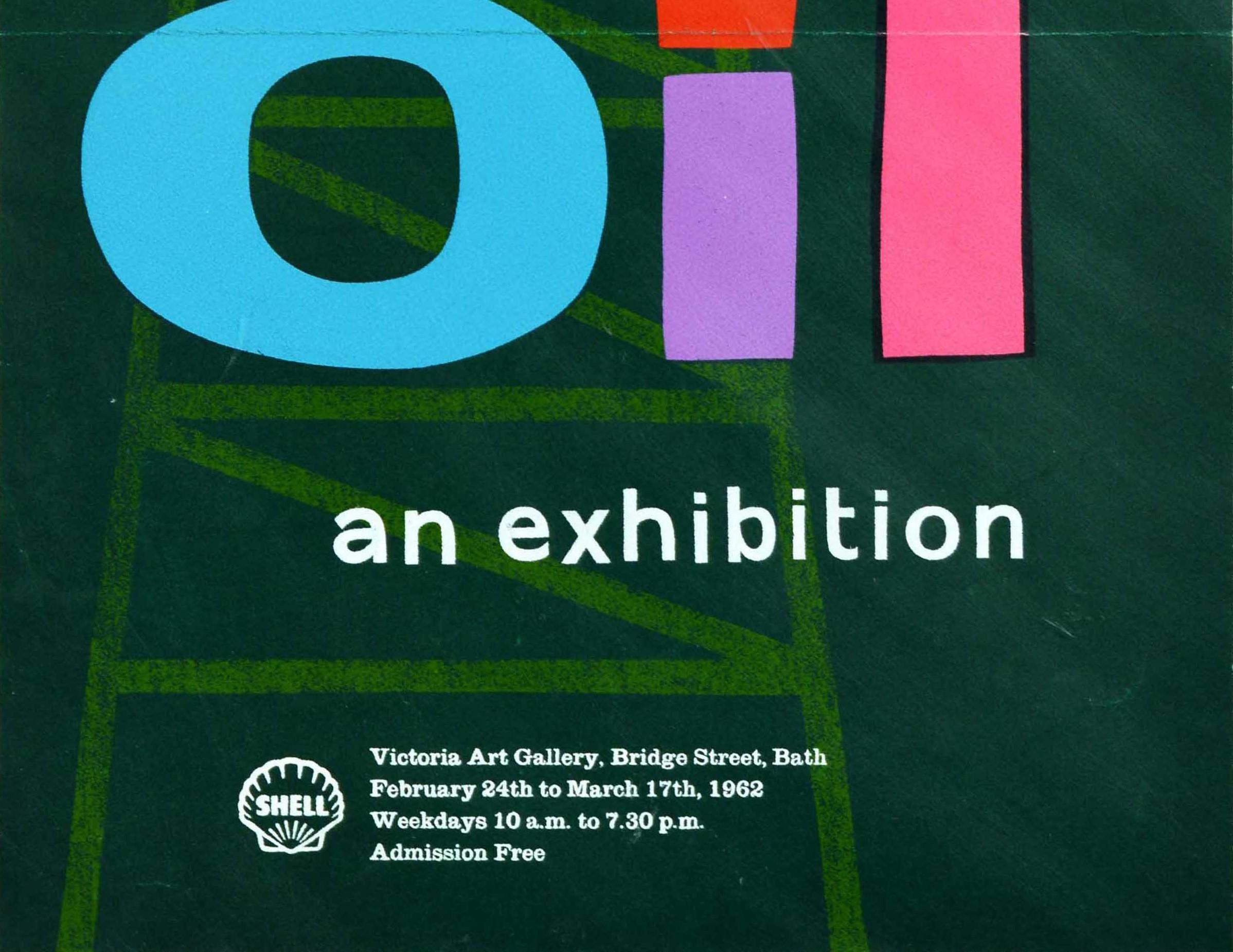 British Original Vintage Poster The World Of Oil Exhibition Shell Victoria Art Gallery For Sale