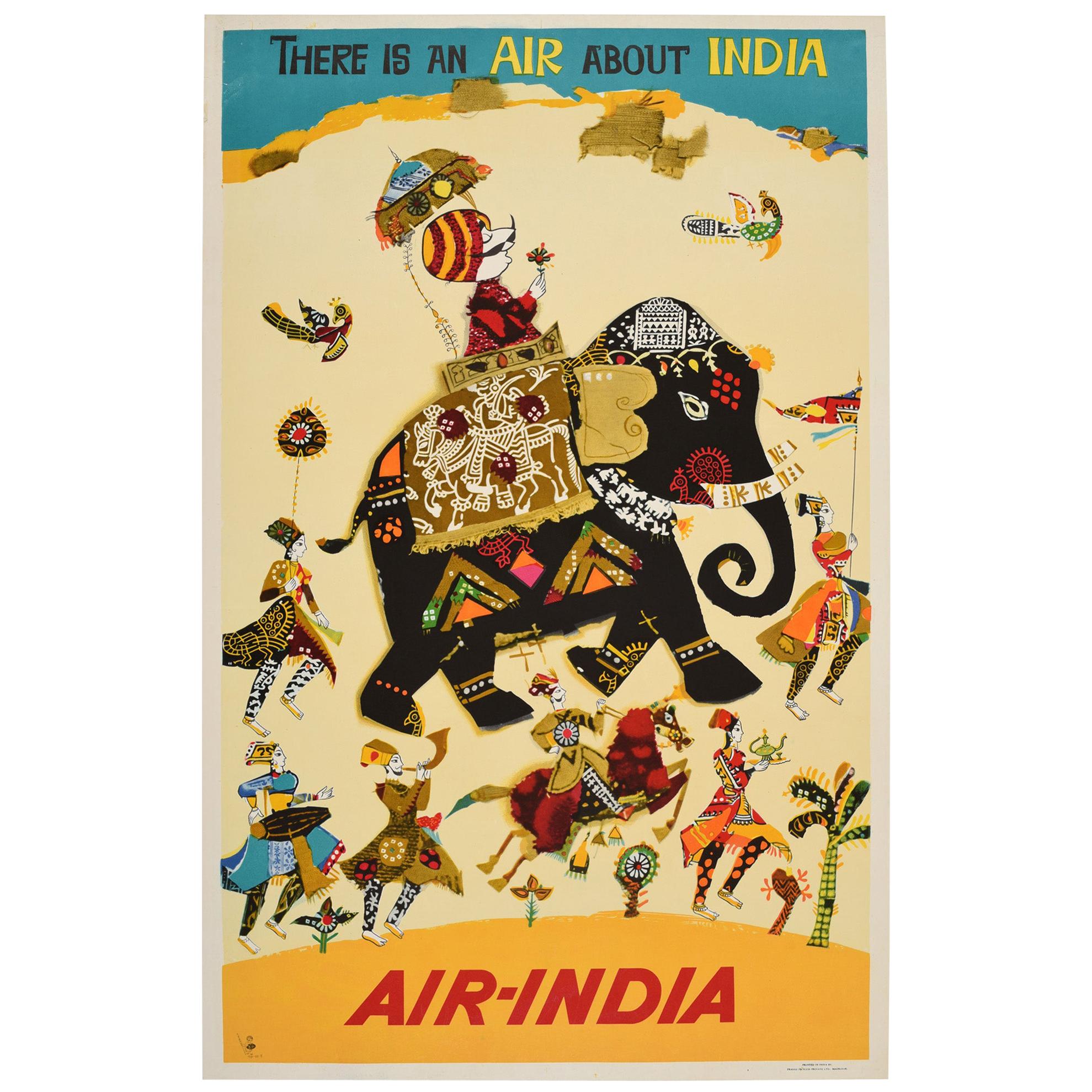 Original Vintage Poster There Is An Air About India Air India Maharajah Elephant