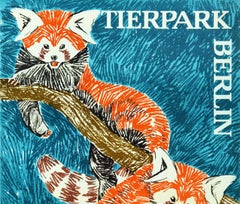 Original Vintage Poster Tierpark Berlin Zoo Red Panda Artwork Travel Advertising