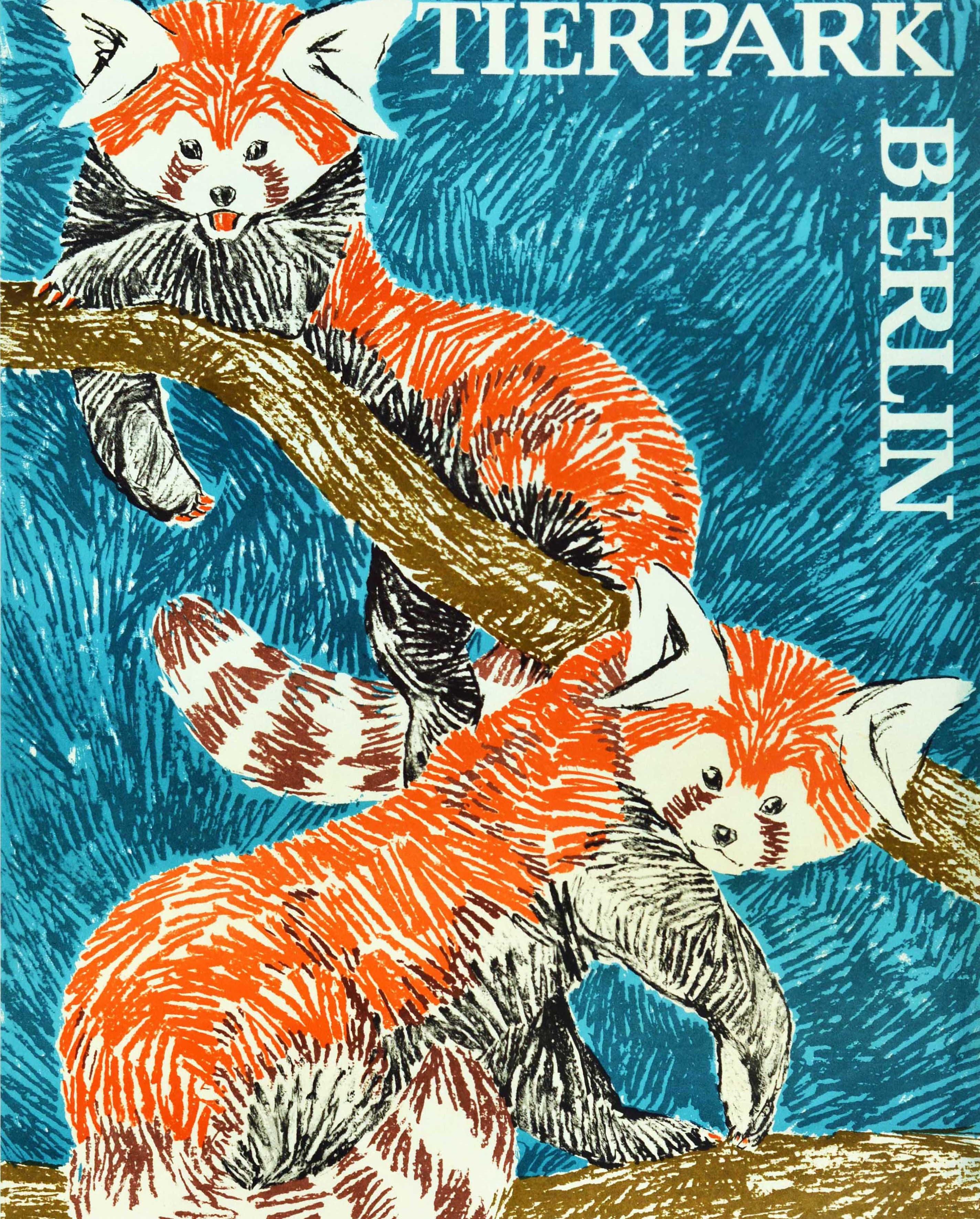 Original Vintage Poster Tierpark Berlin Zoo Red Panda Artwork Travel Advertising In Good Condition In London, GB