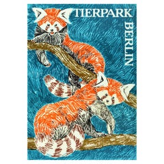 Original Vintage Poster Tierpark Berlin Zoo Red Panda Artwork Travel Advertising