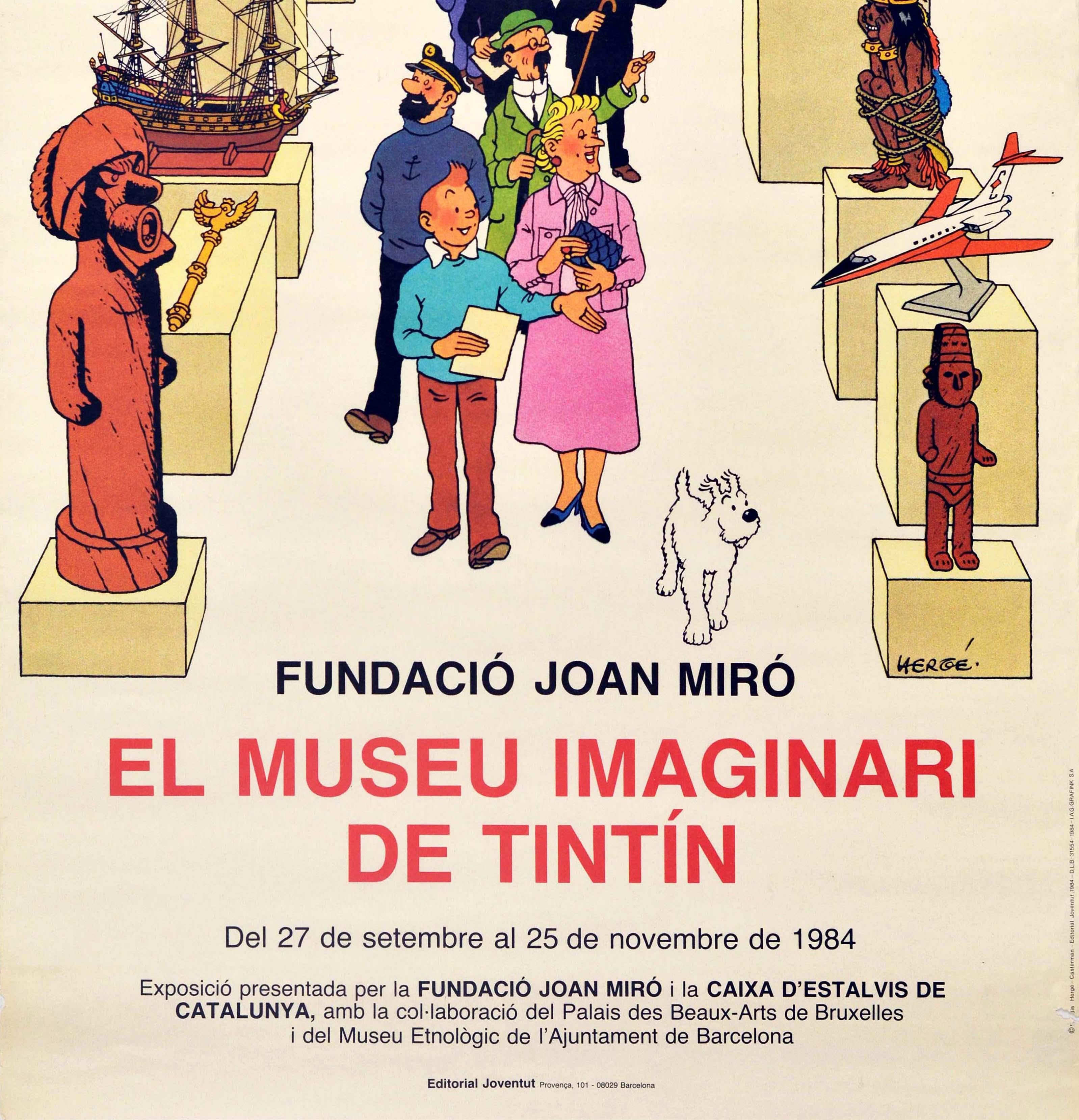 Original Vintage Poster Tintin Imaginary Museum Joan Miro Foundation Herge In Good Condition For Sale In London, GB