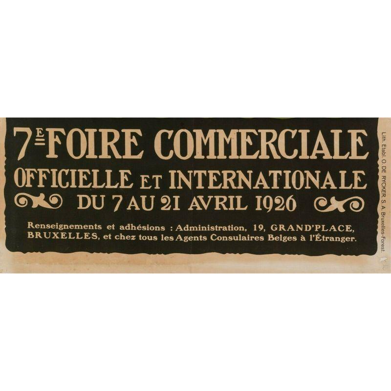 Art déco Affiche vintage originale de Toussaint 7e foire commerciale-Brussels-Belgique, 1926 en vente