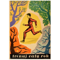 Original Used Poster Train All Year Trenuj Caly Rok Sport Health Fitness Run